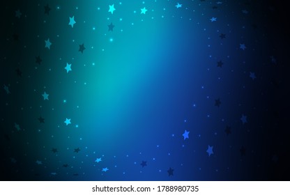 Light Blue, Green vector cover with small and big stars. Stars on blurred abstract background with gradient. The pattern can be used for new year ad, booklets.
