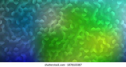 Light blue, green vector cover with simple hexagons. Smart design in abstract style with a batch of gradient hexagons. Texture for wallpaper patterns.