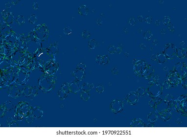 Light Blue, Green vector cover with spots. Blurred decorative design in abstract style with bubbles. Pattern of water, rain drops.