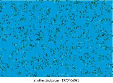 Light Blue, Green vector cover with spots. Glitter abstract illustration with blurred drops of rain. Pattern of water, rain drops.