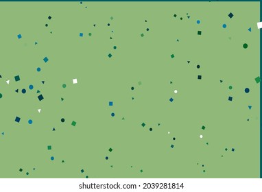 Light Blue, Green vector cover in polygonal style with circles. Glitter abstract illustration with spheres, squares, lines. Template for wallpapers.