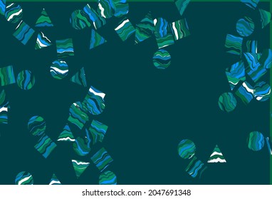 Light Blue, Green vector cover in polygonal style with circles. Abstract illustration with colorful dots, lines, cubes. Best design for your ad, poster, banner.
