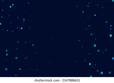 Azul claro, cubierta vectorial verde con manchas. Ilustración con un conjunto de círculos abstractos de colores brillantes. Patrón de anuncios, folletos.