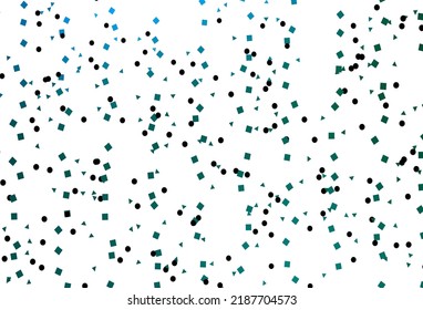 Light Blue, Green vector cover in polygonal style with circles. Abstract illustration with colorful dots, lines, cubes. Pattern for busines ad, booklets, leaflets