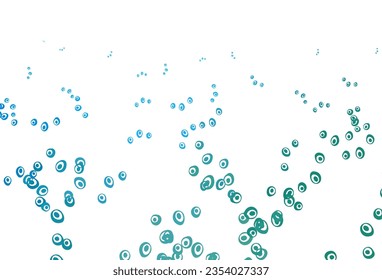 Azul claro, cubierta vectorial verde con manchas. Ilustración abstracta brillante con gotas borrosas de lluvia. Patrón de agua, caídas de lluvia.