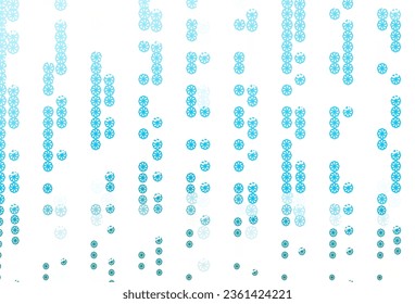 Light Blue, Green vector cover with beautiful snowflakes. Decorative shining illustration with snow on abstract template. The pattern can be used for year new  websites.