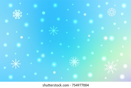 Light Blue, Green vector cover with beautiful snowflakes. Glitter abstract illustration with crystals of ice. The pattern can be used for year new  websites.