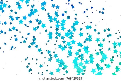 Light Blue, Green vector cover with small and big stars. Modern geometrical abstract illustration with stars. Best design for your ad, poster, banner.