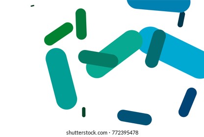 Light Blue, Green vector cover with rounded stripes. Glitter abstract illustration with colored sticks. Best design for your ad, poster, banner.