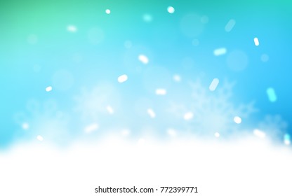 Light Blue, Green vector cover with beautiful snowflakes. Glitter abstract illustration with crystals of ice. The template can be used as a new year background.