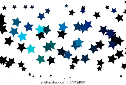 Light Blue, Green vector cover with small and big stars. Modern geometrical abstract illustration with stars. The pattern can be used for new year ad, booklets.
