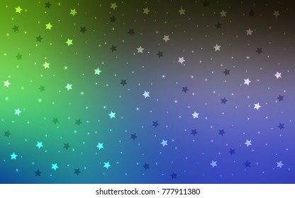 Light Blue, Green vector cover with small and big stars. Blurred decorative design in simple style with stars. The pattern can be used for wrapping gifts.