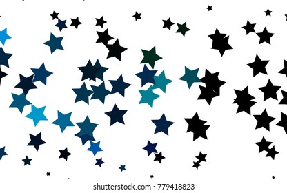 Light Blue, Green vector cover with small and big stars. Decorative shining illustration with stars on abstract template. The template can be used as a background.