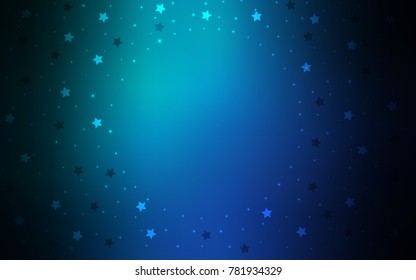 Light Blue, Green vector cover with small and big stars. Stars on blurred abstract background with gradient. The pattern can be used for new year ad, booklets.