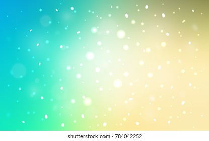 Light Blue, Green vector cover with beautiful snowflakes. Modern geometrical abstract illustration with crystals of ice. New year design for your ad, poster, banner.