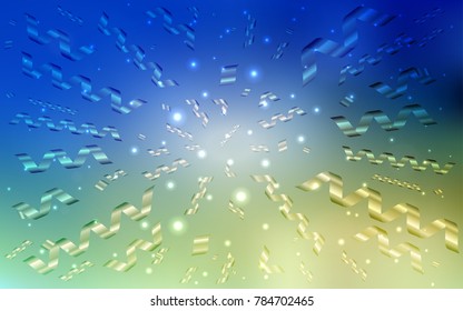 Light Blue, Green vector cover with happy holiday ribbons. Decorative shining illustration with ribbons on abstract template. The pattern can be used for carnival, festival leaflets.
