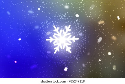 Light Blue, Green vector cover with beautiful snowflakes. Snow on blurred abstract background with gradient. The template can be used as a new year background.
