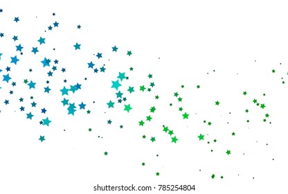 Light Blue, Green vector cover with small and big stars. Blurred decorative design in simple style with stars. The template can be used as a background.
