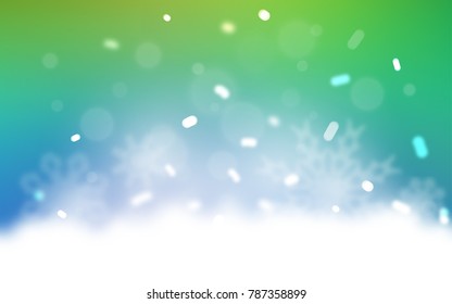 Light Blue, Green vector cover with beautiful snowflakes.