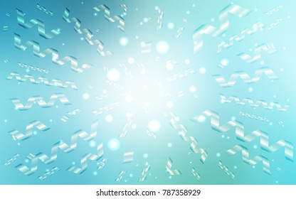 Light Blue, Green vector cover with happy holiday ribbons. Confetti on blurred abstract background with colorful gradient. Beautiful design for your business advert of anniversary.