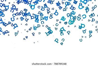 Light Blue, Green vector cover with english symbols. Shining illustration with ABC symbols on abstract template. Best design for your ad, poster, banner of college.