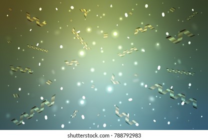 Light Blue, Green vector cover with happy holiday ribbons. Confetti on blurred abstract background with colorful gradient. Beautiful design for your business advert of anniversary.