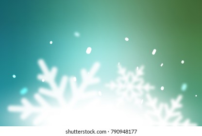 Light Blue, Green vector cover with beautiful snowflakes. Modern geometrical abstract illustration with crystals of ice. New year design for your business advert.
