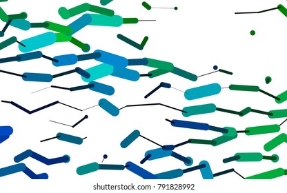 Light Blue, Green vector cover with rounded stripes. Decorative shining illustration with lines on abstract template. The template can be used as a background.