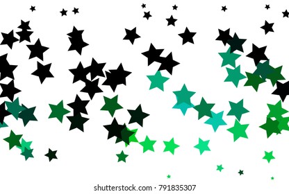 Light Blue, Green vector cover with small and big stars. Stars on blurred abstract background with gradient. Best design for your ad, poster, banner.
