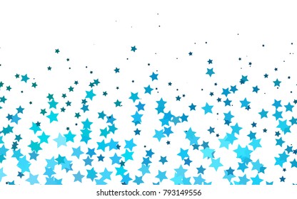 Light Blue, Green vector cover with small and big stars. Decorative shining illustration with stars on abstract template. The template can be used as a background.
