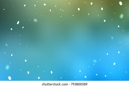 Light Blue, Green vector cover with beautiful snowflakes. Glitter abstract illustration with crystals of ice. New year design for your business advert.