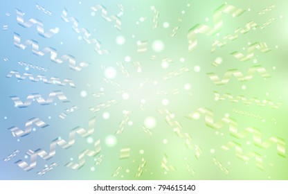 Light Blue, Green vector cover with happy holiday ribbons. Decorative shining illustration with ribbons on abstract template. The pattern can be used for birthday gifts, congratulations.
