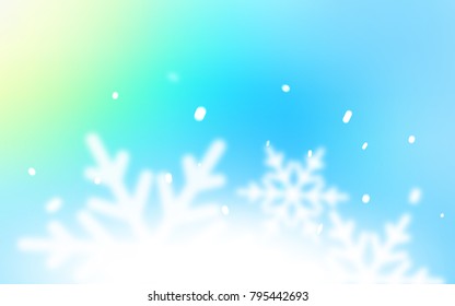 Light Blue, Green vector cover with beautiful snowflakes. Shining colored illustration with snow in christmas style. The pattern can be used for new year ad, booklets.