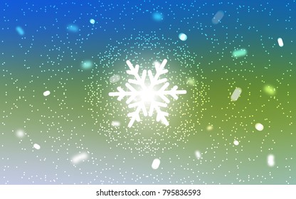 Light Blue, Green vector cover with beautiful snowflakes. Modern geometrical abstract illustration with crystals of ice. New year design for your ad, poster, banner.