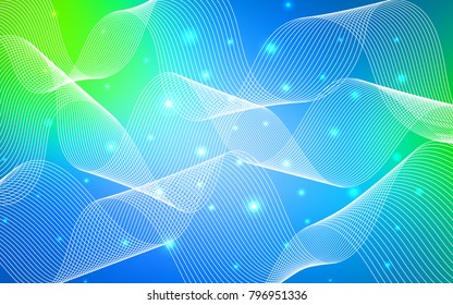 Light Blue, Green vector cover with happy holiday ribbons. Confetti on blurred abstract background with colorful gradient. The template can be used as a background for postcards.