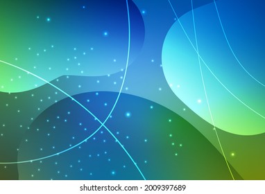 Light Blue, Green vector Decorative design in abstract style with bubbles, lines. Modern abstract illustration with colorful water drops. Simple design for your web site.