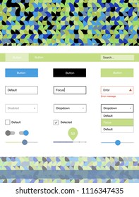 Light Blue, Green vector design ui kit with dots. Simple Material Design Kit with colorful dots in header. This template you can use for landing pages.