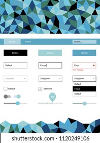 Light Blue, Green vector design ui kit with mosaic. Decorative ui kit design in abstract style with colorful crystals. This sample is for your website.