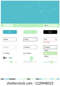 Light Blue, Green vector design ui kit with mosaic, circles. Web ui kit with abstract triangles, circles in its header. Modern template for your landing page.