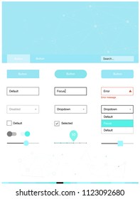 Light Blue, Green vector design ui kit with mosaic, circles. Ui Ux kit with colorful polygonal background in its header. Simple colorful design for websites.