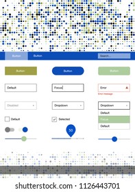 Light Blue, Green vector design ui kit with dots. Colorful Style guide with circles on abstract background. This template you can use for websites.