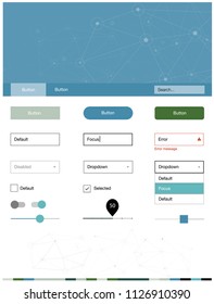 Light Blue, Green vector design ui kit with mosaic, circles. Web ui kit with abstract triangles, circles in its header. This template you can use for landing pages.