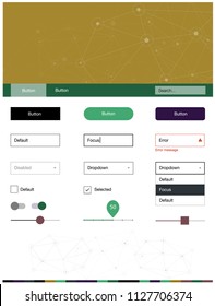 Light Blue, Green vector design ui kit with mosaic, circles. Simple Material Design Kit with colorful triangles, circles. Beautiful layout for websites, landing pages.