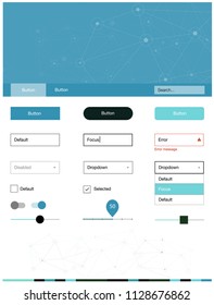 Light Blue, Green vector design ui kit with mosaic, circles. Simple Material Design Kit with colorful triangles, circles. Simple colorful design for websites.