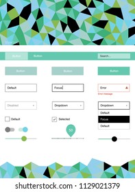 Light Blue, Green vector design ui kit with mosaic. Decorative ui kit design in abstract style with colorful crystals. This sample is for your website.