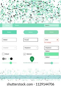 Light Blue, Green vector design ui kit with dots. Beautiful ui ux kit with colorful dots in its header. This template you can use for landing pages.