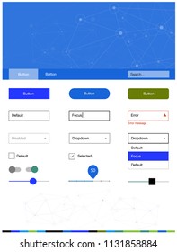 Light Blue, Green vector design ui kit with mosaic, circles. Web ui kit with abstract triangles, circles in its header. Modern template for your landing page.