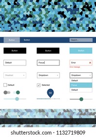 Light Blue, Green vector design ui kit with dots. Beautiful ui ux kit with colorful dots in its header. Simple colorful design for websites.