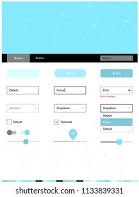 Light Blue, Green vector design ui kit with mosaic, circles. Web ui kit with abstract triangles, circles in its header. Simple colorful design for websites.