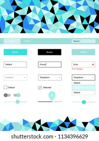 Light Blue, Green vector design ui kit with mosaic. Colorful Style guide with triangles on abstract background. Beautiful layout for websites, landing pages.